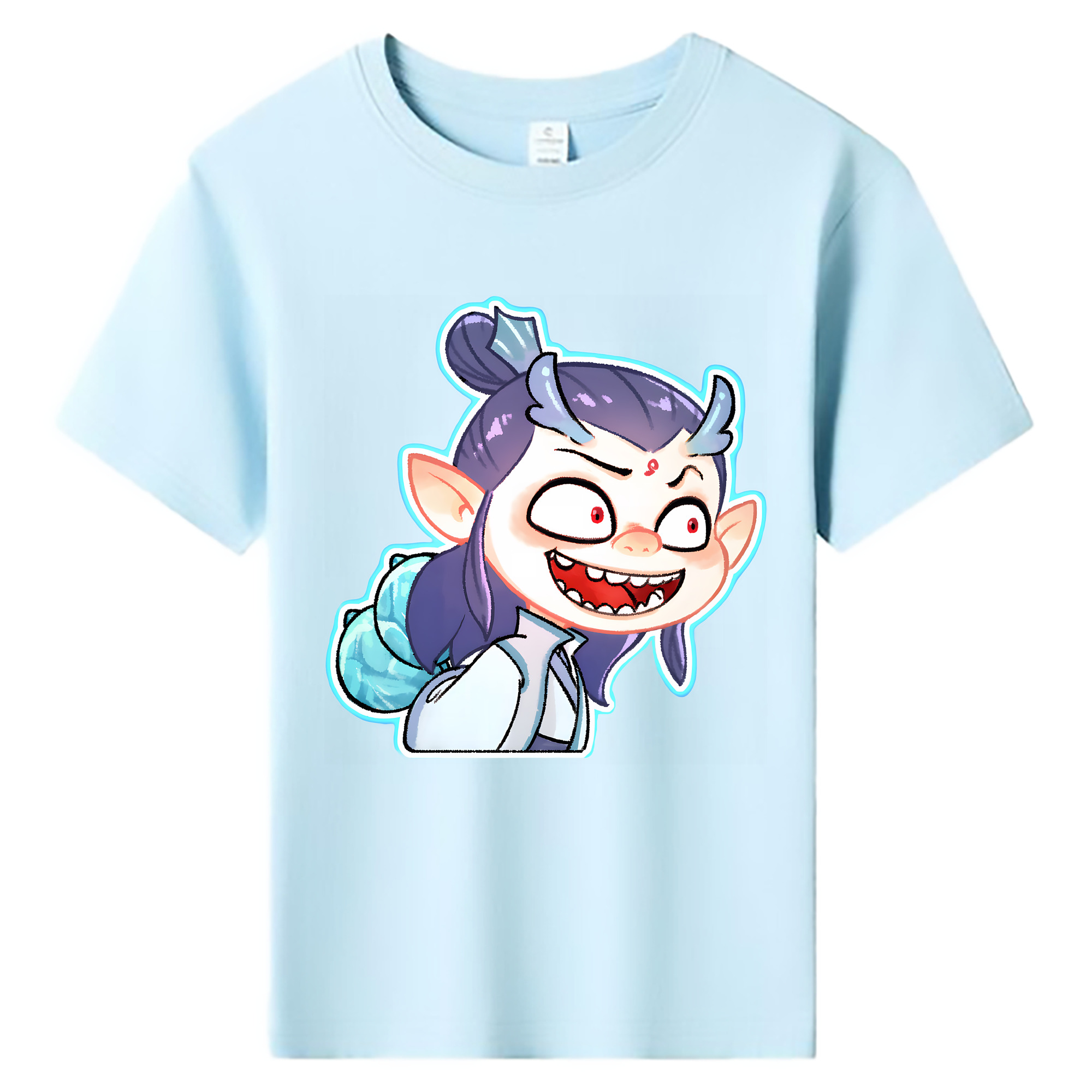 （画像用） Ne Zha 2 ナタ 魔童の大暴れ 綿100％キッズTシャツ（フロントプリント）